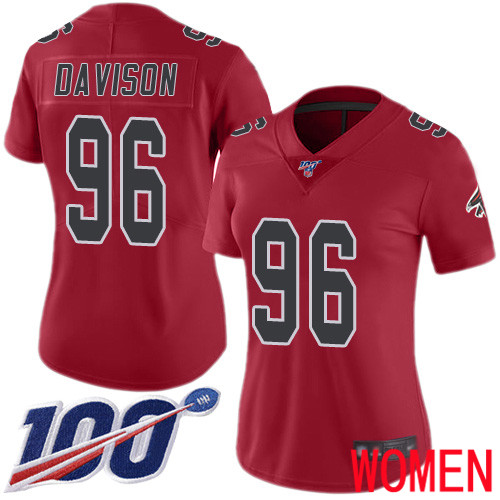 Atlanta Falcons Limited Red Women Tyeler Davison Jersey NFL Football #96 100th Season Rush Vapor Untouchable